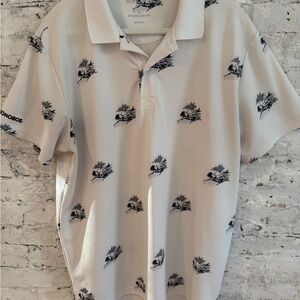 Bonobos White Polo with Black Palm Motif